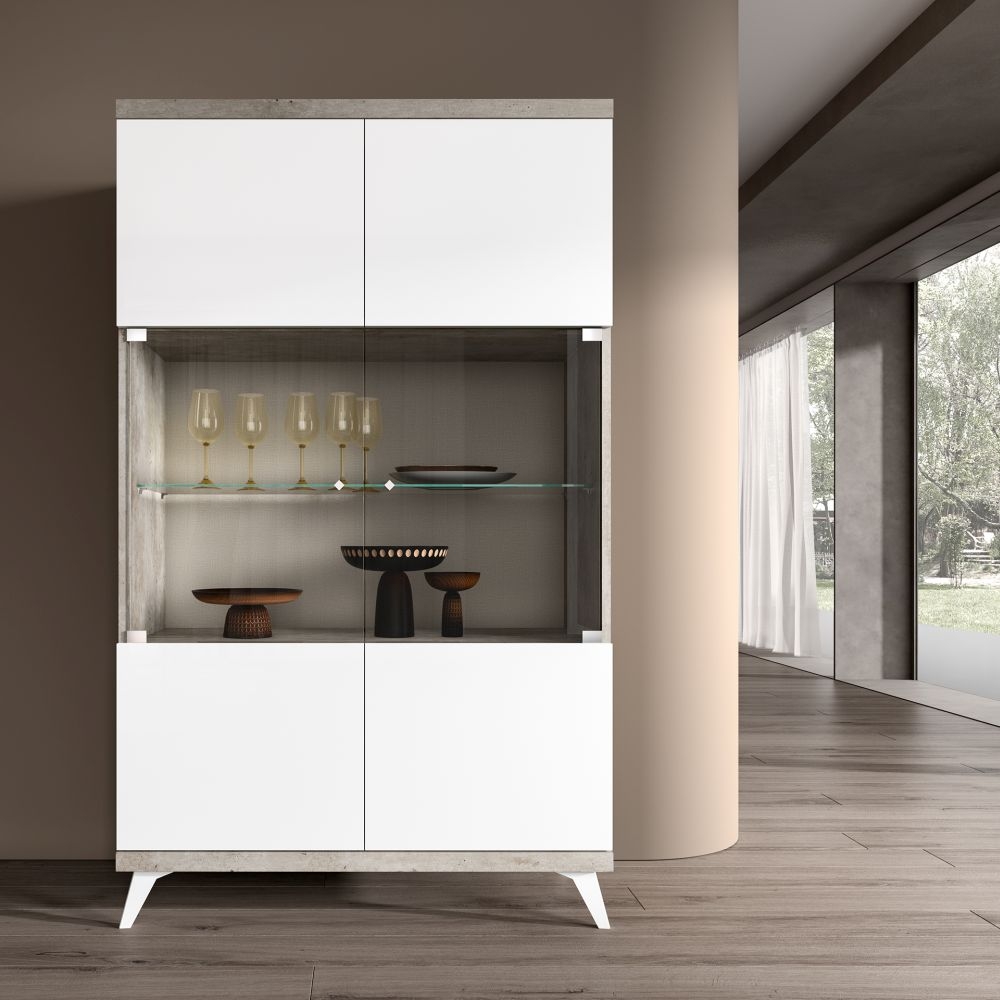 Product photograph of Modern Treviso White Italian 2 Glass Door Vitrine from Choice Furniture Superstore.